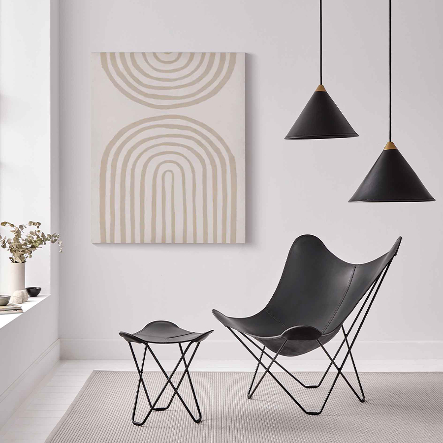 Cuero　クエロ　ペンダントライト NAMIBIA LEATHER LAMP ブラック（玄関渡し品）